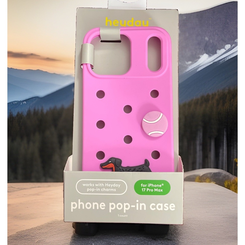 Heyday Phone Case Iphone 17 Pro Max Pink Silicone Charms Dachshund Dog Pink